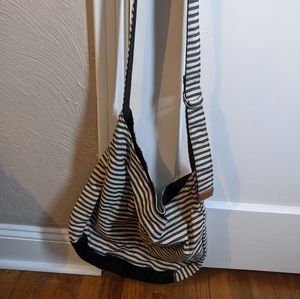Thirty One Striped Canvas Crossbody Purse
